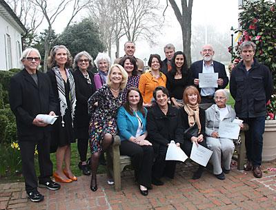 Winners of the Guild Hall Members Art Show, chosen by Elisabeth Sussman, gathered outside the museum on Saturday night.