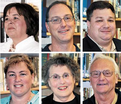 In the running for East Hampton School Board are, clockwise from top left, Alison Anderson, Nicholas Boland, J.P. Foster, Richard Wilson, Mary Ella Moeller, and Wendy Geehreng.