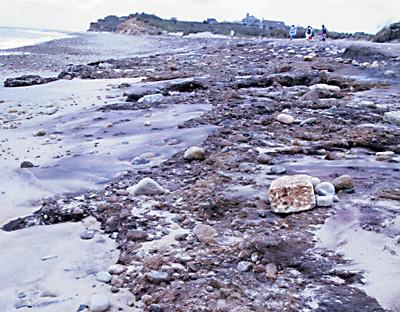 Not only could swimmers encounter underwater obstructions — or body surfers find themselves whooshed ashore onto a bed of rocks — but people strolling along the beach, in its present state, will have to clamber over half-buried boulders.