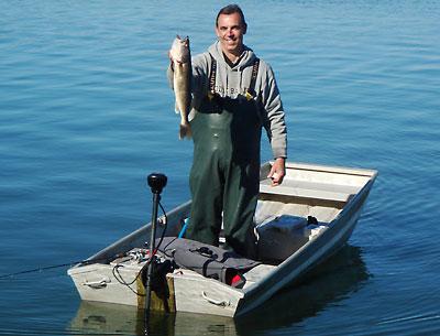 Mickey Russo of East Moriches traveled to Montauk’s Fort Pond on Tuesday morning and was rewarded with bright sunshine and a walleye.