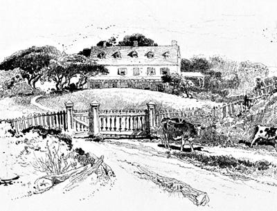 The manor house on Gardiner’s Island, by Harry Fenn, from an article in The Century Illustrated Monthly magazine, December 1885.