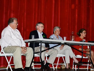 Mayor Brian Gilbride, left, will try to keep his seat in Tuesday’s election. He is being opposed by, left to right, Pierce Hance, Bruce Tait, and Sandra Schroeder.