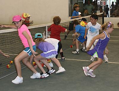 Fun was emphasized at East Hampton Indoor’s kids tennis “festival” Saturday.