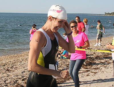 Sally Dawson’s thing is swimming, she said, after winning among the women, and finishing second over all, in Saturday’s Turbo-Tri triathlon.