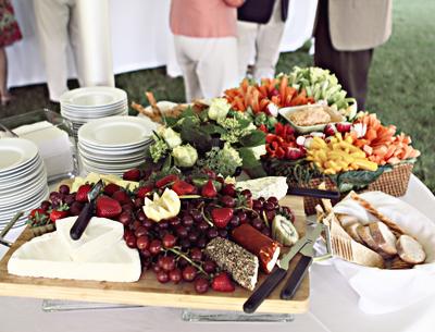 Crudités, cheese, and breads were served artfully at an event at Swan Cove on Saturday night in East Hampton.