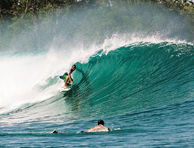 Nick Joeckel found himself in the “green room,” one of many he and 10 friends from Montauk experienced during a surf safari to Indonesia in June.