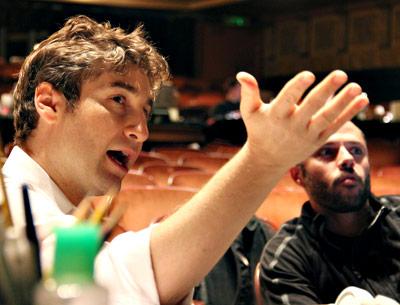 Scott Schwartz, left, envisions a more inclusive Bay Street Theatre as he prepares to take over as artistic director next month. He is shown with Josh Bergasse, a choreographer, at a rehearsal for a new musical, “Secondhand Lions,” at the 5th Avenue Theater in Seattle.