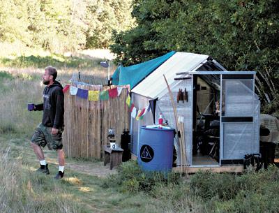 The Artist Survival Shack was erected in the woods and scrubland at an “undisclosed location” through the month of August.