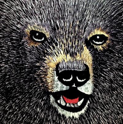 Mark Wilson, whose piece “Bear Patch” is shown in detail, will participate in “Kingdom Animalia,” a new show at Dodds and Eder in Sag Harbor.