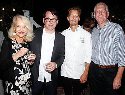 At a Guild Hall event on Aug. 22, from left, Ruth Appelhof, Matthew Broderick, and the Swedish chef Paul Svensson joined Andrew Reice for a photo.