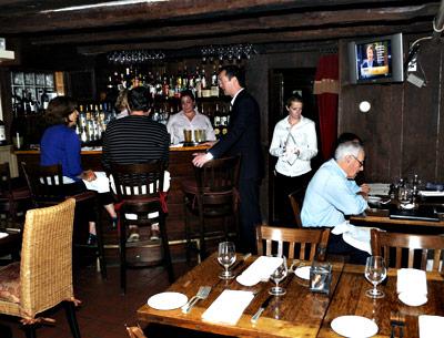 The basement tavern of the 1770 House in East Hampton is an intimate inner sanctum to some and a creepy windowless basement to others. Either way, it is appropriate for the season and has a great menu supported by the full upstairs dining choices.