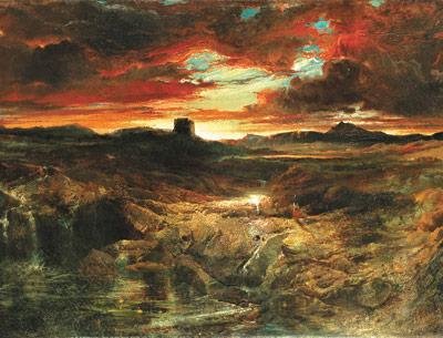 Thomas Moran’s “Childe Roland to the Dark Tower Came” will be on view in shows opening at Guild Hall this week.