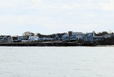 The owners of waterfront properties like these along Soundview Drive and Captain Kidd’s Path in Montauk are seeing sharp increases in the cost of their federal flood insurance premiums.