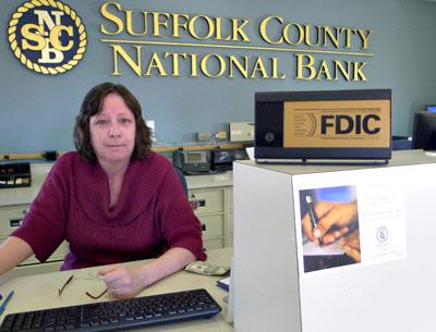 When Suffolk County National Bank closes its branch in Montauk’s harbor area, Mary Bridges, a teller there, will probably be transferred to the bank’s downtown Montauk branch.