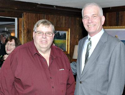 The East Hampton Town Republican Committee celebrated the re-election of Steve Lynch, left, as town highway superintendent, and the group’s new chairman, Tom Knobel, at a fund-raiser last Thursday at the Palm.