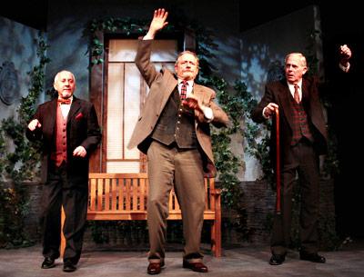 George A. Loizides, Tom Gustin, and Cyrus Newitt as dapper old soldiers in “Heroes” at the Hampton Theatre Company in Quogue.