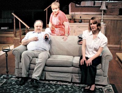 Stephan Scheck and Joan Lyons, as Charlie and Mattie Fae Atkin, with Samantha Honig, right, as Ivy Weston in Michael Disher’s production of “August: Osage County” at the Southampton Cultural Center.