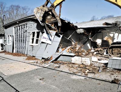 Demolition began last week on the former Plitt Ford dealership on Montauk Highway in Wainscott, which was razed in preparation for a new 15,000-square-foot Home Goods furnishing store.