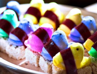 Peeps sushi is one creative approach to Easter’s abundance of critter candy that is best not tried at home — another is Peeps-infused vodka.