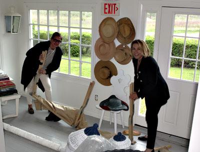 Maria Greenlaw and Suzanne Caldwell wrestled with a folding cot on the sleeping porch.