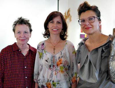 Laurie Anderson, Andrea Cote, and Maria Maciak enjoyed a lighter moment during a panel discussion on “Inspiration in the Arts” Saturday at the Pollock-Krasner House in Springs.