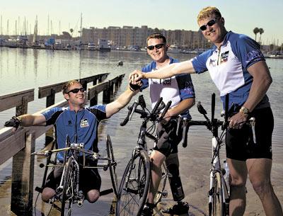 In San Diego, Heath Calhoun, Ryan Kelley, and Chris Carney began the second cross-country Soldier Ride in 2005.