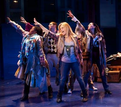 As J.T., Kathleen Elizabeth Monteleone, front and center, belts it out with a chorus of street people, at least in the imagination of the man whose life is a musical.