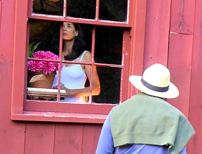 A member of the audience at “Voyeur” caught a glimpse of Susan Stout as a mourning mother in Kate Mueth’s production at the Parsons Blacksmith Shop in Springs.