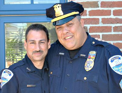 Sgt. Paul Fabiano, seen at right with his partner of 10 years, Officer John Natuzzi, retired last week after 25 years with the Sag Harbor Village Police Department.