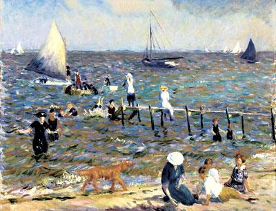 “The Little Pier” from 1914 is one of many images William Glackens painted while summering in  Bellport from 1911 to 1916.