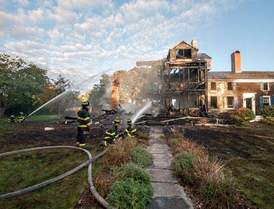 A centuries-old house in Sagaponack may have to be demolished after a fire razed one wing of the house at 850 Sagg main Street and severly damaged the other Monday morning.