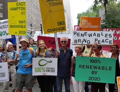 The Town of East Hampton’s goal to meet 100 percent of its electricity needs with renewable energy sources by 2020 was represented at the People’s Climate March, held on Sunday in New York City.