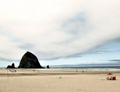 “Canon Beach in Oregon,” a photograph by Sally Gelling, will be on view Saturday through Nov. 30 in a two-person show with paintings by Carol Halliburton at the Floyd Memorial Library in Greenport.