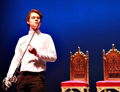 Evan Daves plays Laertes in “Hamlet” at Guild Hall.