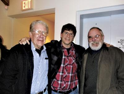 Among those saying goodbye to Dr. Anthony Knott, center, at a party for him on Friday were Dick Monahan, left, an advanced life support provider with the Montauk Fire Department ambulance, and Brian Coen.