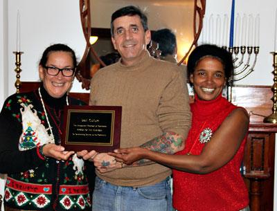 Dell Cullum, center, with Patty Sales and Joi Jackson Perle, was celebrated as Amagansett’s 2014 Person of the Year.