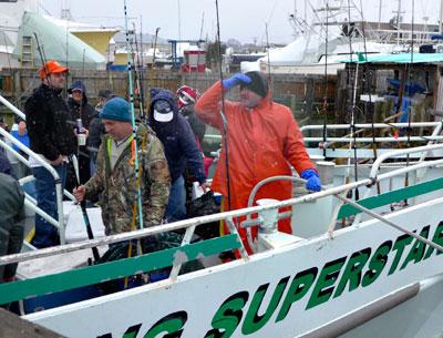 Snow was blowing on an east wind as anglers aboard a Viking boat returned to port in Montauk Saturday afternoon after an excellent day of cod fishing.