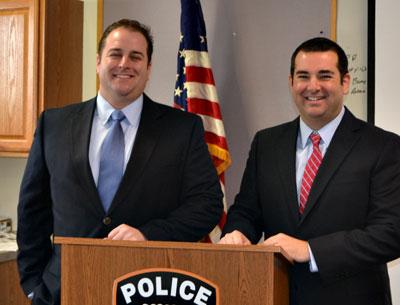 East Hampton Village Police Detectives Bryan Eldridge, left, and Steven Sheades are being honored as co-recipients of the department’s “Top Cop” award for 2014.