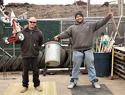 George Miller, left, and Morgan Roman were ready for anything when Bonac Buy and Sell opened on Friday in Springs.