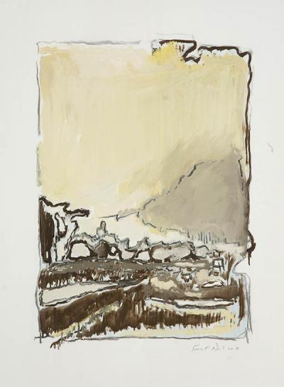 Robert Dash’s untitled oil-and-gesso painting on lithograph from his “Sagg Main” series will be part of the Much Ado About Madoo live auction tomorrow night, carrying an estimate of $10,000.