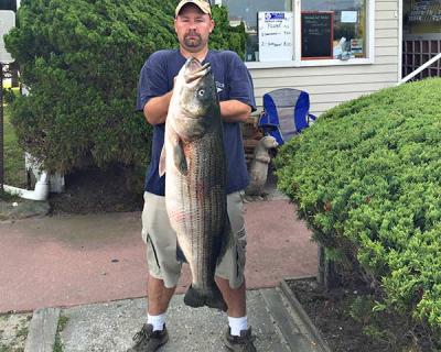 In the Montauk SurfMasters Spring Shootout tournament that ends on July 4, Gary Krist remains in first place with a 42.08-pound striper.