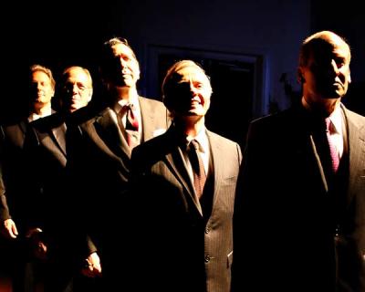 Brit Whittle, Mark Jacoby, Steve Sheridan, Martin L’Herault, and John Bolger star in “Five Presidents” at Bay Street Theater in Sag Harbor.