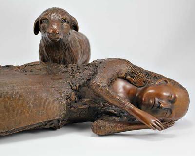 Kiki Smith’s “Woman and Sheep,” a maquette-sized bronze cast from her larger series in LongHouse Reserve’s gardens, is available for bidding online at Paddle8 in LongHouse’s benefit auction.