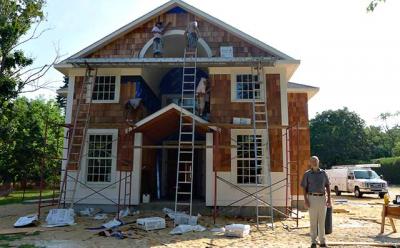 The Rev. Steven Howarth said that the reconstruction of Scoville Hall, the Amagansett Presbyterian Church’s parish hall, is on schedule for a December completion.