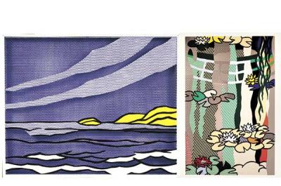 Roy Lichtenstein was inspired by Monet’s “Nympheas (Water Lilies)” in a series of paintings that included “Water Lilies With Japanese Bridge,” right, from 1992.