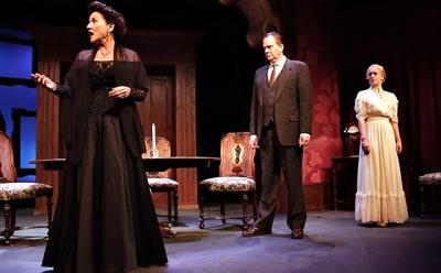 Susan Galardi, Edward A. Brennan, and Amanda Griemsmann in a scene from the Hampton Theatre Company pro- duction of “An Inspector Calls.”