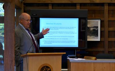 Tom Ruhle, who heads the East Hampton Town housing office, spoke Tuesday about steps that could increase the availability of reasonably priced apartments for year-round residents.