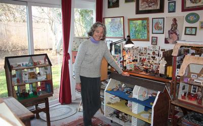 Irina Ourusoff has become an artist in her retirement, and has now added building dollhouses to her repertoire. She builds them from scratch, decorates them just as an interior designer would design a real-life house, and fills them with handmade furniture, below.