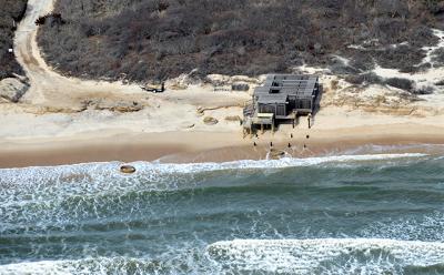 Two northeasters this winter have eroded the ocean dune at the Georgica Association in Wainscott.