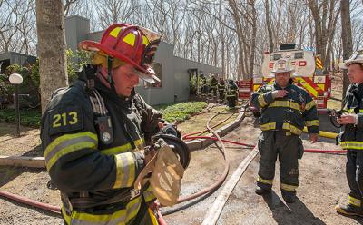 Though major damage was confined to the basement, a Water Mill house is uninhabitable after a fire there on Friday caused structural damage to the floors and an exterior wall.